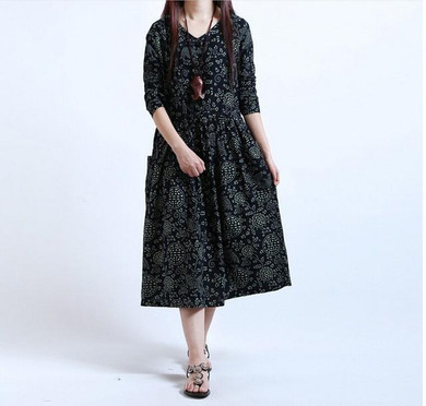 Spring Autumn Women long dress Ladies Vintage LITERATURE loose Cotton Linen plus size 2017 Vestidos Robe Dresses Spring Autumn Women long dress Ladies Vintage LITERATURE loose Cotton Linen plus size 2017 Vestidos Robe Dresses