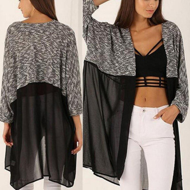 Spring Autumn Women Kimono Cardigan Knitted Chiffon Blouse Shirt Female Long Casual Chiffon Cardigans Kimonos Plus Size S-3XL