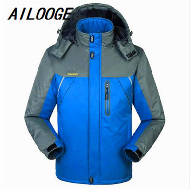 AILOOGE Hombre -30 C FIT Plus Thick Velvet Down &amp; Parka Coat 6XL 7XL 8XL 9XL 2017 Warm Winter Jacket Men waterproof windproof