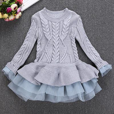 Bibihou Girl Winter Dress 2017 Fashion Spring Autumn Princess Girl Long Sleeve Sweater TuTu Dress Kid Christmas Dresses For Girl