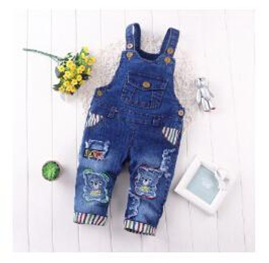 BibiCola spring autumn leisure braces Pants Baby Girls bib pants children Denim Overall Trousers kids cartoon infant jeans