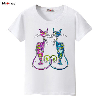 BGtomato New style elegent cats shirt brand casual top tees fashion t shirt women comfortable clothes women t-shirt plus size