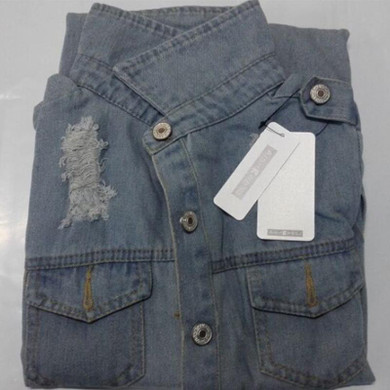 AISHGWBSJ Women Basic Coats Spring Autumn Women Hole Denim Jacket Long Sleeve Loose Female Jeans Coat Casual Girl Outwear QYX140
