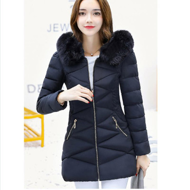 AISHGWBSJ Fur Collar Padded-Cotton Parkas Female Thicker Coats 2017 New Winter Jackets Medium-Long Hooded Overcoats Women PL141