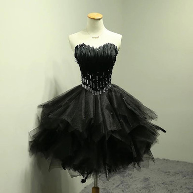 IBayU Black Short Prom Dresses For Teens 2017 Feather Cocktail Dress Vestidos De Festa Curto Elegante Luxury Cocktail Dresses