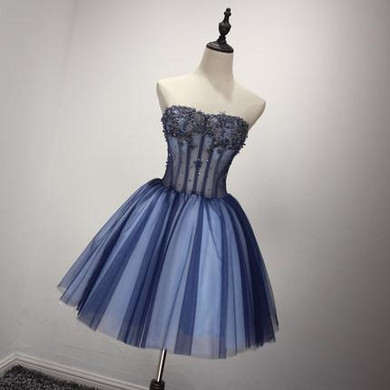 IBayU Elegant Cocktail Dresses 2016 Blue Party Short Cocktail Dress African Formal Dresses Graduation Gown Full Crystal Beaded