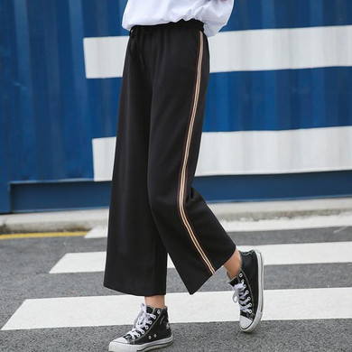 HziriP Korean Fashion Women Loose Sweatpants Ladies Striped Side Joggers Pants 2017 Summer Casual Wide Leg Sweat Femme Pantalon