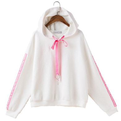 HziriP 2017 New Autumn Winter Femme Loose Plus Size Long Sleeve Hoody Women Pink Letter Sweatshirt Tops Casual V Neck Pullovers