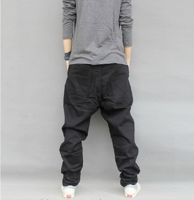 HZIJUE Men's Clothing Fashion Casual Hip Hop Harem Cross Baggy Pants Men Drop Crotch Pants Pantalones Hombre Mens Joggers