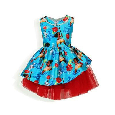 2017 christmas Girls Dresses Cartoon bow Moana party Cosplay Dress Fancy Princess Dress Children Clothing Kids costume For Girls