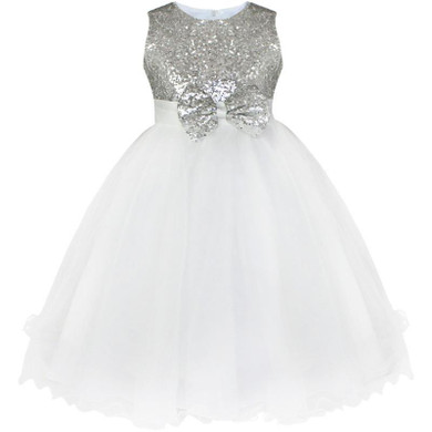 Kids Infant Girls Flower Dress Wedding Bridesmaid Birthday Party Pageant Princess Formal Dress Sequined Bow Tulle Tutu Dress