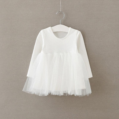 Kids Girls 0-4 Years Birthday Dresses Infant Dress Newborn Girls Clothes Babys Cotton Long Sleeve Clothing P1