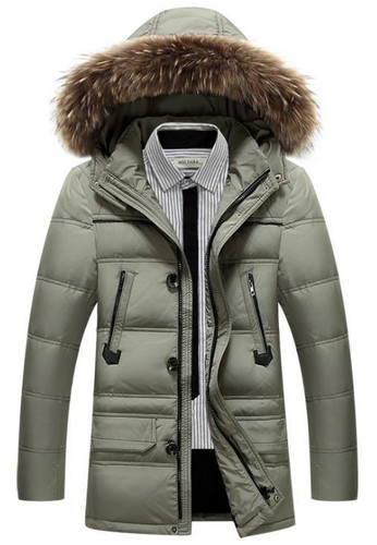 BTKSYXGS 2017 New winter men's down jacket coat parka Fashion Medium-long Thick warm large fur collar Hooded outerwear overcoat