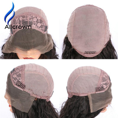 Alicrown T1B/Burgundy Ombre Human Hair Bob Wigs Brazilian Remy Hair Lace Front Wigs Short Wigs For Black Women Bleached knots