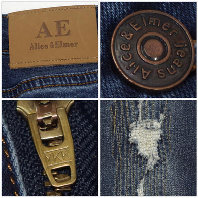 Alice & Elmer Hole Ripped Jeans Women Jeans Woman Jeans For Girls Stretch Mid Waist Skinny Jeans Female Pants