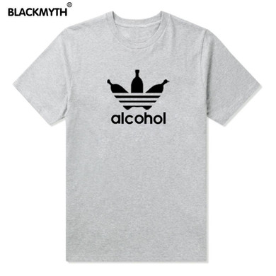 alcohol Letters Printed Leisure Short sleeve Black White Women T shirt Summer Fashionable