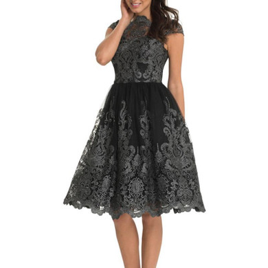ALABIFU 2018 Vintage Summer Dress Women Sexy Hollow Out Lace Dress Elegant Casual Short Sleeve Ball Gown Party Dresses vestidos