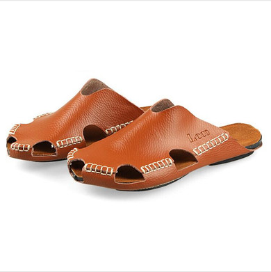 Akexiya Men Sandals Summer 2017 New Men's Leather Slippers Header With Flat Sandals Men Sandals Summer Shoes Free Shipping