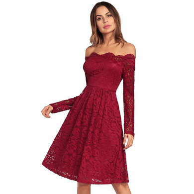 Vivian's Bridal 2018 Sexy Long Sleeve Lace Prom Dress Off Shoulder Empire Knee-length Elegant A-line Women Cocktail Dress Vivian's Bridal 2018 Sexy Long Sleeve Lace Prom Dress Off Shoulder Empire Knee-length Elegant A-line Women Cocktail Dress