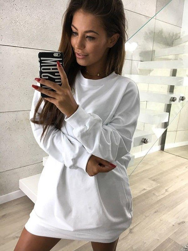VITIANA Women Casual Hoodies Dress Female Autumn Black Long Sleeve Loose Hoodies Sweatshirts Pullover Short Dresses Harajuku