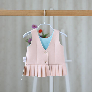2017 Spring and autumn new baby clothing cute V-Neck Flounced infant vest coat solid girls princess clothes baby vest girl