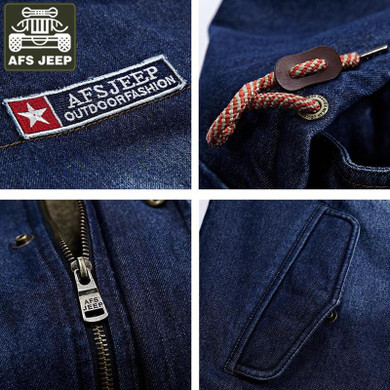 AFS JEEP Brand Clothing 2017 Winter Jacket Men Jean Jacket Fleece Thick Warm Windbreaker Hooded Casaco Masculino Plus Size 5XL