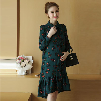 AfeiTony new 2018 Maternity clothing Chiffon one-piece dress summer medium-long loose maternity A-Line dress