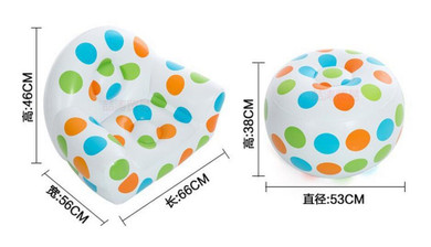 children polka dots inflatable air bean bag armchair, kids play sofa, games beanbag chair with ottoman