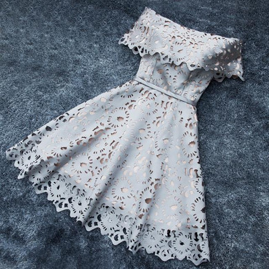 Robe De Soiree Fashion Bride Luxury Satin Flower Grey Elegant Short Cocktail Dresses Sexy Banquet Party Gown Homecoming Dress