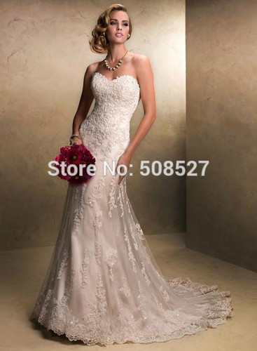 Robe De Mariage White/Ivory Sweetheart Lace Mermaid Long Wedding Dress Luxury Lace Appliques Stock Bridal Gown Vestido De Novia