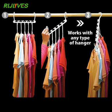 RLJLIVES 1 Pc Space Saving Hanger Plastic Cloth Hanger Hook Magic Clothes Hanger With Hook Closet Organizer