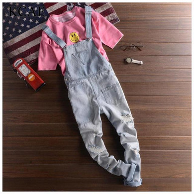 Ripped Jeans Men Brand New 2016 Brand Men Designer Jeans Hip Hop Pants Denim Overalls Mens Overalls Fashion Long Suspender Pants
