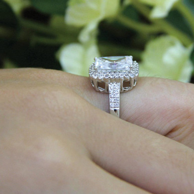 Ring For Women 5.05CTW Radiant Cut Simulated Diamond S925 Sterling silver with gold Engagement Wedding Rings Fine Jewelry bague