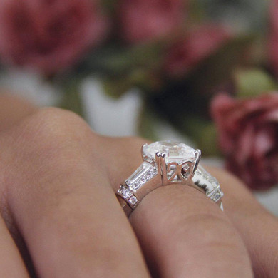 Ring For Women 3CTW Asscher Cut Simulated Diamond S925 Sterling silver with gold Engagement Wedding Rings Art Dec bague