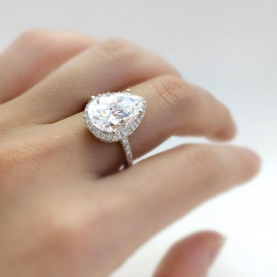 Ring For Women 4.2CTW Pear Cut Simulated Diamond S925 Sterling silver with gold Engagement Wedding Rings Fine Jewelry bague