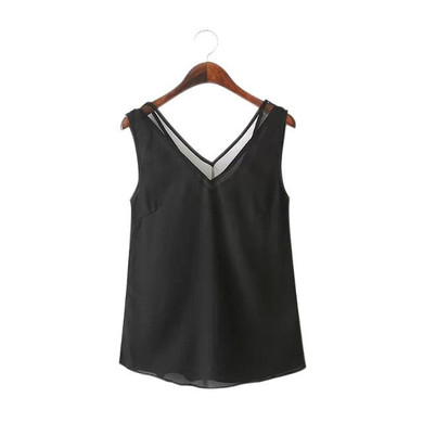 2017 Casual Women Sexy V-Neck Vest Tank Top Summer Chiffon Sleeveless Blouse Tops H9
