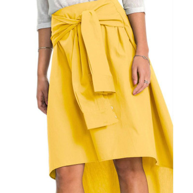 2017 Casual Solid Elastic Skirt Female Skirts Summer New Irregular Skirts Fashion Lace -Up High Waisted Women Skirt Female