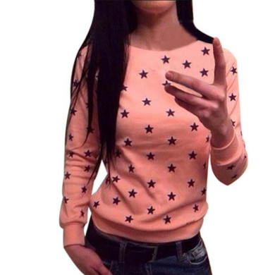 2017 Casual Hoodie Sweatshirt Women Hoodies Long Sleeve Women Star Print Girls Hoodies Girls Sweatshirt Womens Clothes