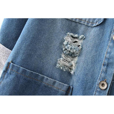 New 2016 Korean Casual Denim Patchwork Overcoats Vintage Loose Plus size Long Jeans Coat Spring Autumn Jeans Trench Coat C0906