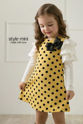New 2016 autumn /spring children clothing girls polka dot dress long-sleeve kids girls princess dress