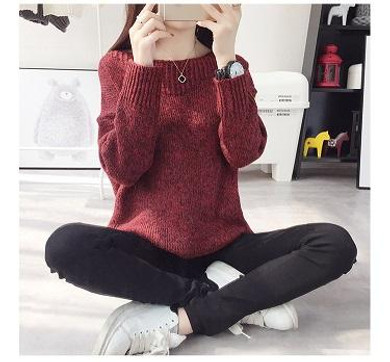 2017 Spring Autumn Winter New O-Neck Long Sleeve Solid Color Knitted Warm Sweater Female Pullovers Loose Sweater Women's Sweater