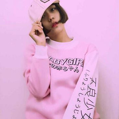 2017 Spring Autumn Japanese Bad Girl Printed Sweatshirts Cashmere Thickened Casual Loose Hoodies Women Harajuku Fashion Shirt