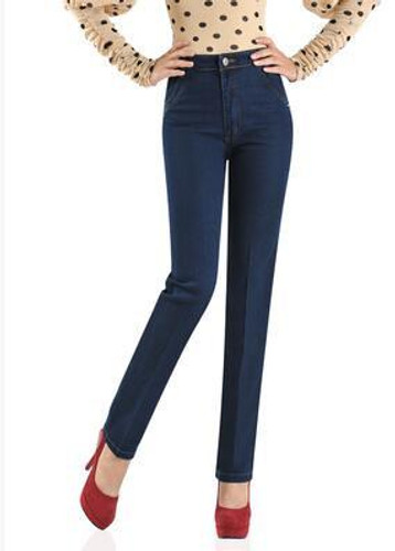 2017 spring autumn cotton Fashion casual plus size female women mother embroidered High waist straight jeans clothing clothes