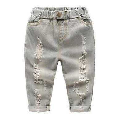 2017 Spring Autumn Children Babies Girls Boys Jeans Broken Cool Jeans Trousers Boys Clothing Girls Toddler Trouser free shipping