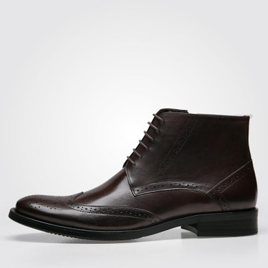 Arow VIP Brand Spring/Autumn Genuine Leather Men Boots, Classic style Solid Men Ankle Boots, Popular Coffee Lace Up Men Boots