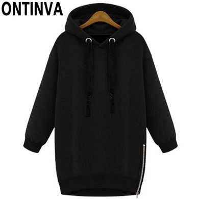 Army Green Velvet Long Hoodies Women Full Sleeve Loose Oversize Tops with Cap and Zipper Girls Fashion Outwear Hoodies 2018