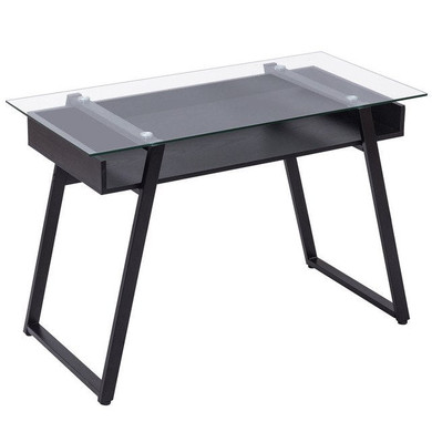Modern Glass Top Computer Desk PC Laptop