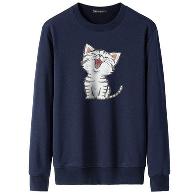 2019 New Sweet Cute Cat Print Hoodie Boys Hoodies Sweatshirt Pullovers Kpop Fans Clothes Oversized Cotton Harajuku Kawaii Tops