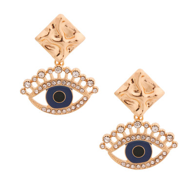 Navy Evil Eye Rhinestone Earrings Navy Evil Eye Rhinestone Earrings