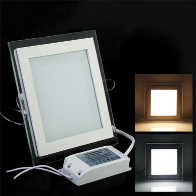 LED Panel Downlight 6W 9W 12W 18W 24W Square Glass Panel Lights Ceiling Recessed Lamps LED Spot Light AC85-265V With adapter